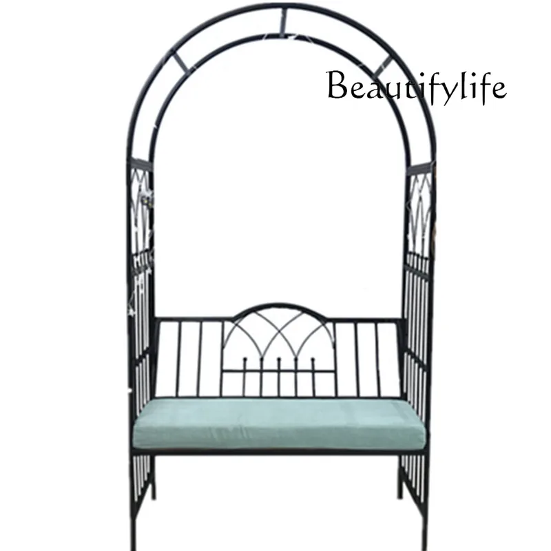 Balcony Garden Iron a Double Chair Courtyard Arch Climbing Vine Flower Stand with Backrest Chair Outdoor