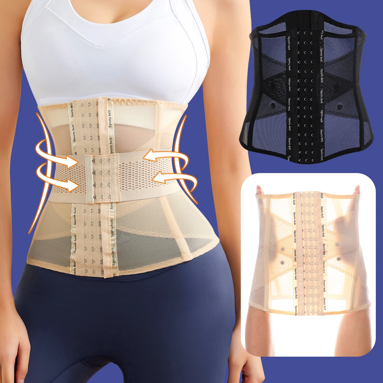 Invisible Belly Waist Trainer Tight Shapewear Double Belt Corset Transparent Summer Shaper Slimming Sheath Woman Flat