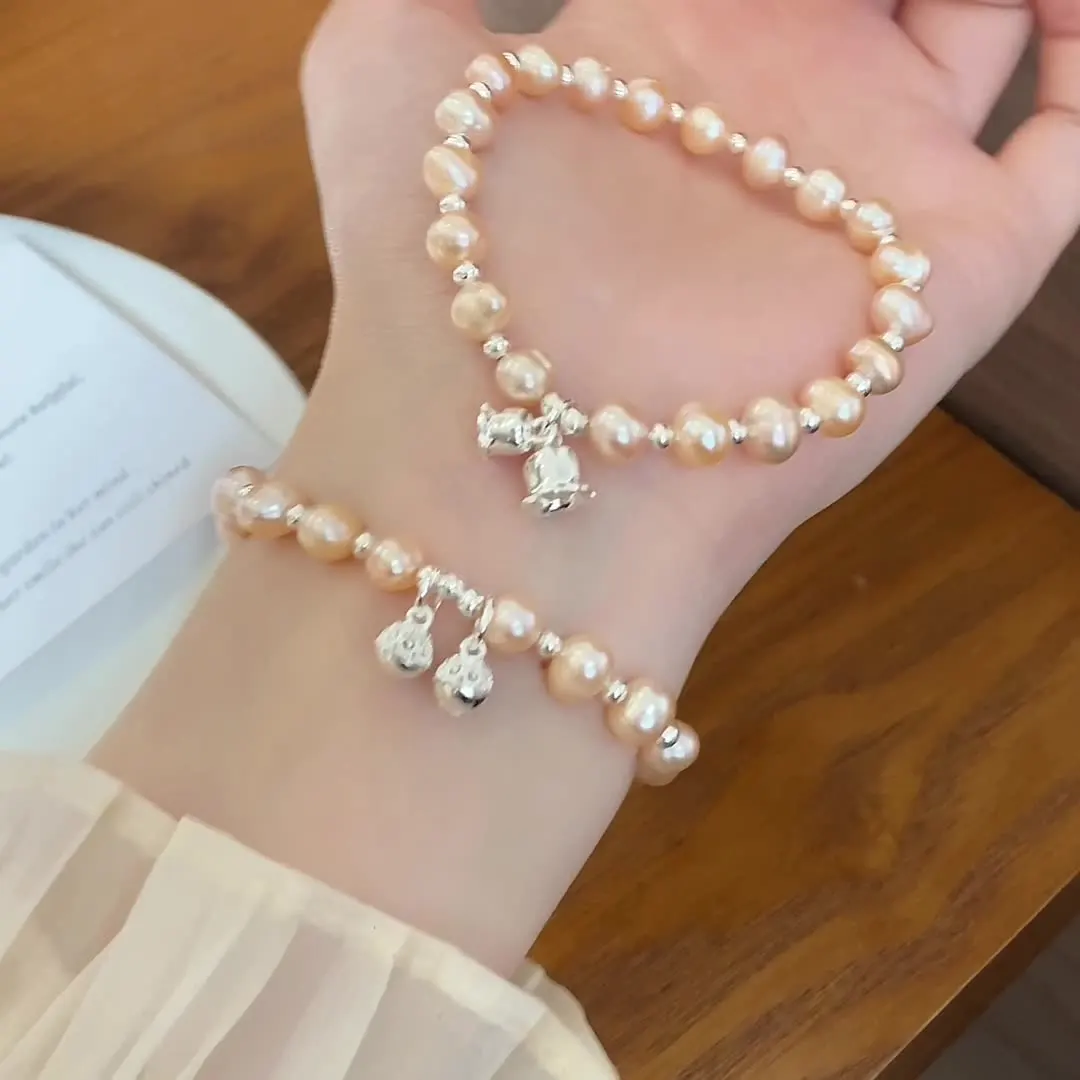 Nuevo estilo chino, dulce y artístico, pulsera de perlas naturales de agua dulce, pulsera ligera de lujo y con vibración fresca, pulsera de lirio del valle