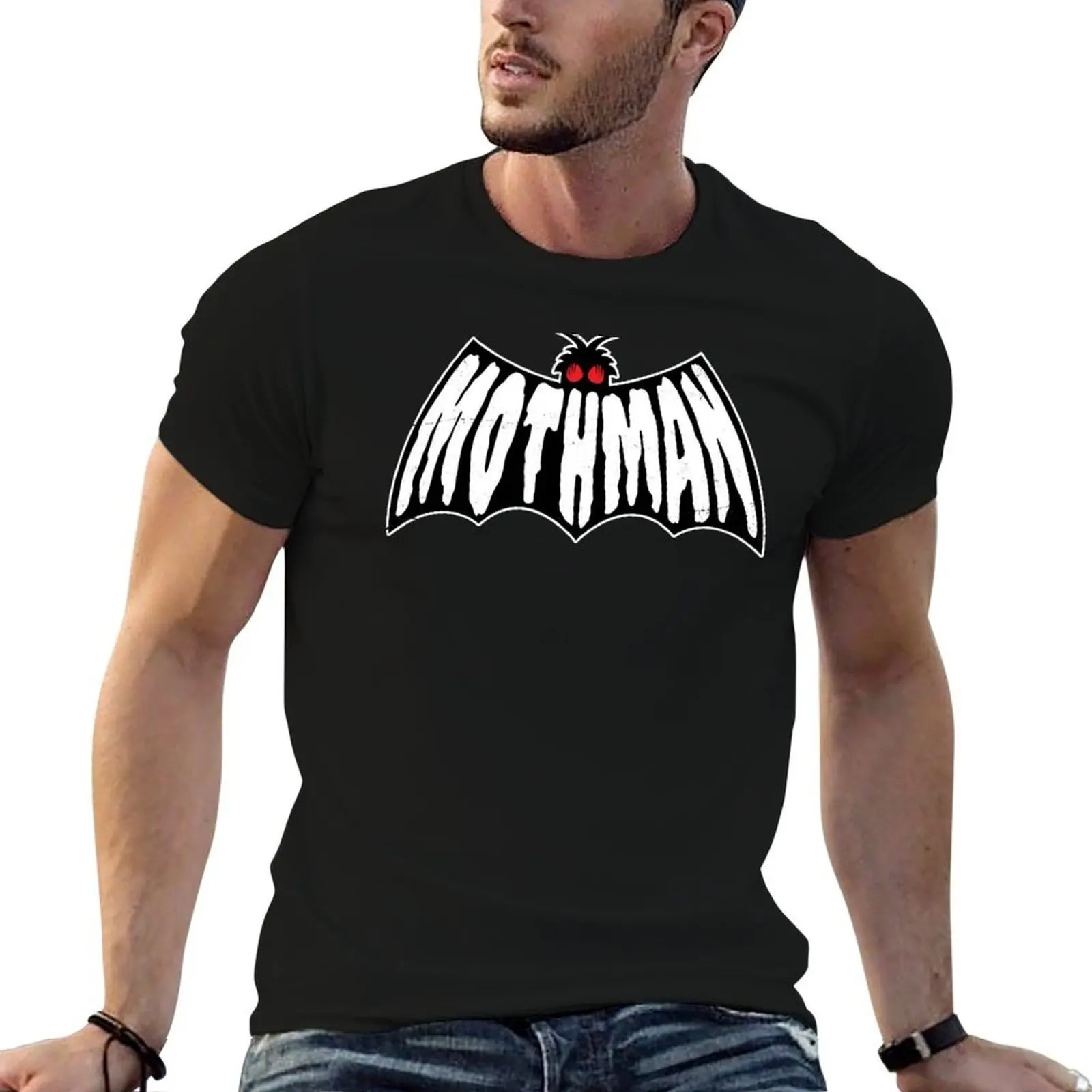Vintage Mothman Logo Black & White T-Shirt cotton t shirts high quality t shirt man luxury T-Shirt