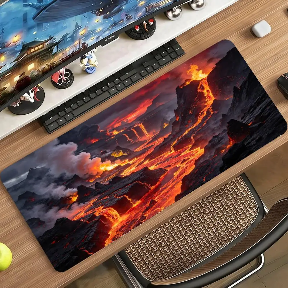 Lava Canyon Volcano Gaming Mouse Pad Precision Tracking Thick Rubber Smooth Glide For Hardcore Gaming