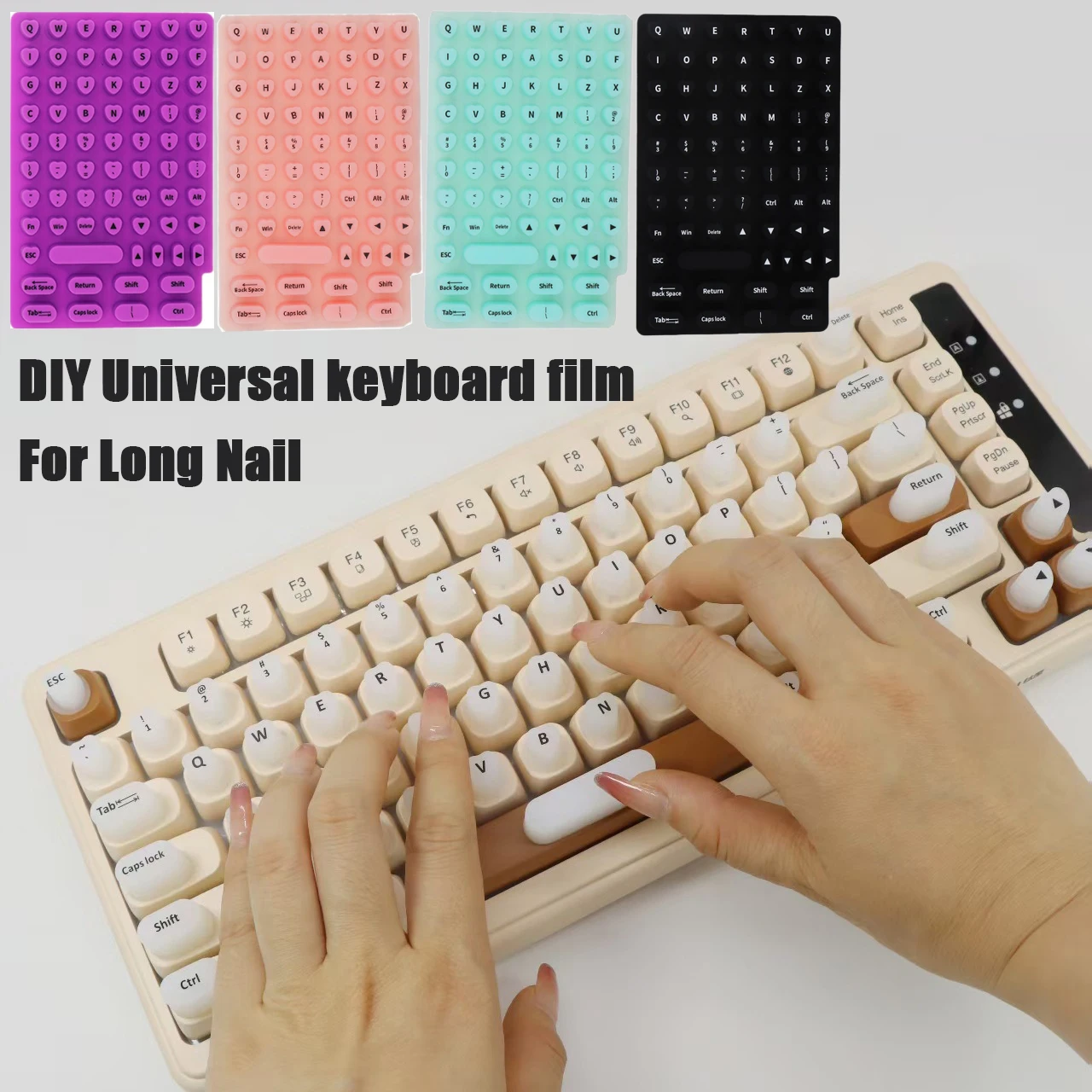 

DIY Universal Keyboard Film Keyboard Cover for Long Nails Keyboard Case for Nail Art Silicone 3D Keyboard Stickers Skin for Typi