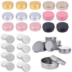 10Pcs 5/10/15/20/30/50/60g Empty Round Aluminum Tin Jars Cosmetic Jar Container Refillable Tea Cans for Creams Balm Nail Candle
