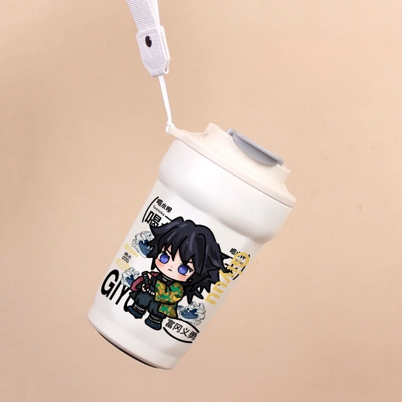 Demon Slayer Kochou Shinobu Tomioka Giyuu Cartoon Pattern Insulated Cup, Creative Personalized Leak-proof Student Water Bottle