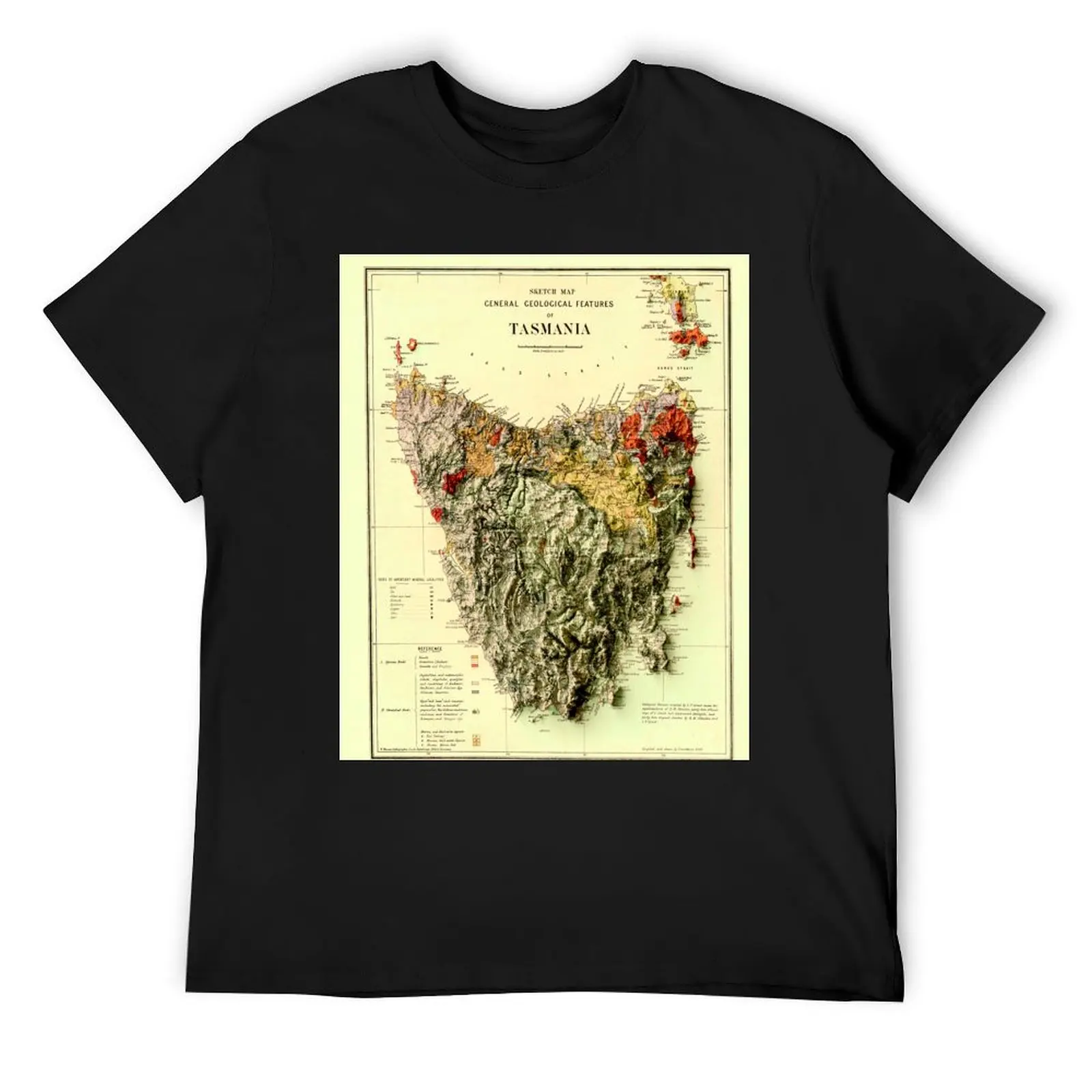 

1884 Tasmania Geological Map 3D digitally-rendered T-Shirt basketball graphic tees aesthetic clothes t shirt men