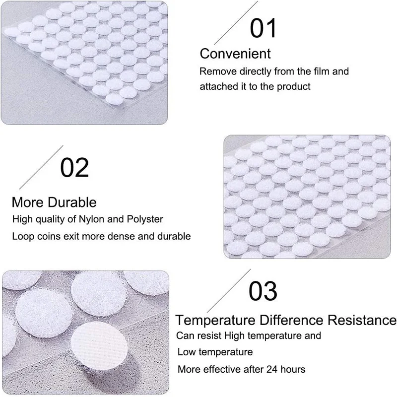 50Pairs Strong Self Adhesive Fastener Tape Dots 10/15/20/25/30mm  Hook and Loop Adhesive Dots Nylon Sticker Coins for Diy Crafts