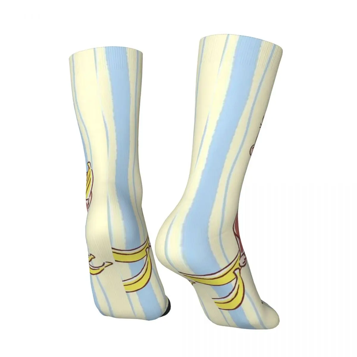 All Seasons Curious George Monkey Cartoon Animation Socks Harajuku Sport Middle Tube Socks Stockings for Men Women Valentine Day