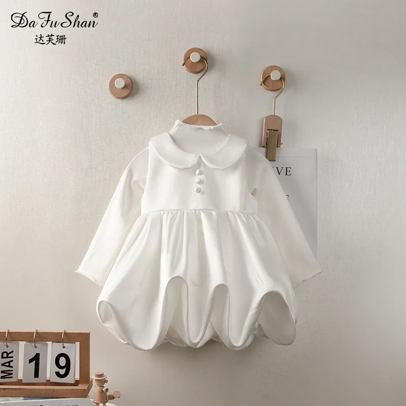 

One-year-old girl's high-end white dress5New Spring Children's Baby Girl Birthday Princess Dress