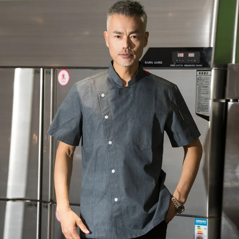 

Униформа шеф-повара с коротким рукавом, летняя полная ремесло, полиэстер, хлопок, кондитерская, пекарня, спецодежда, большие размеры, униформа для отеля и кухни