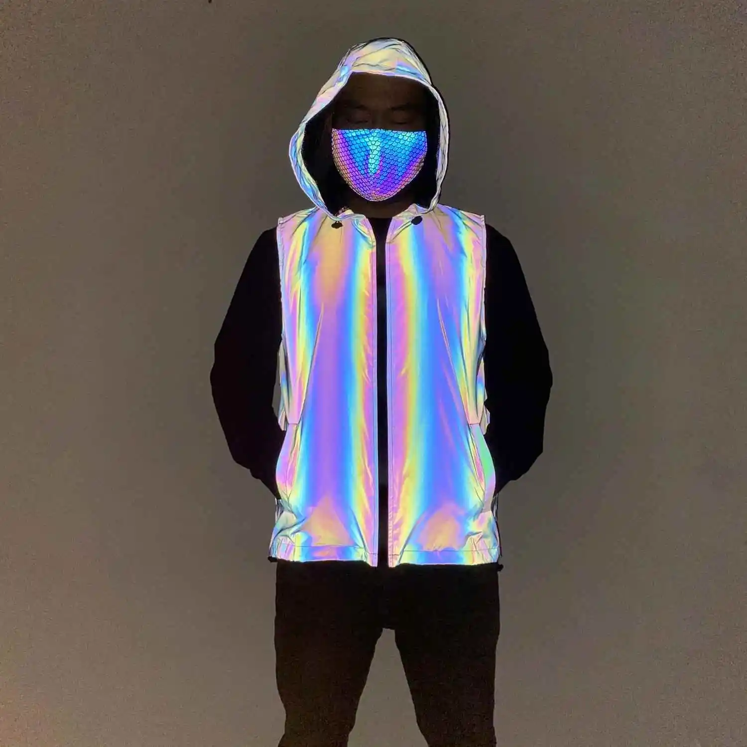 

New 2025 Reflective Jaet Outdoor Sports Cycling Night Glow Hat Jaet Vest Special Wide Polyester Fiber Youth Faion