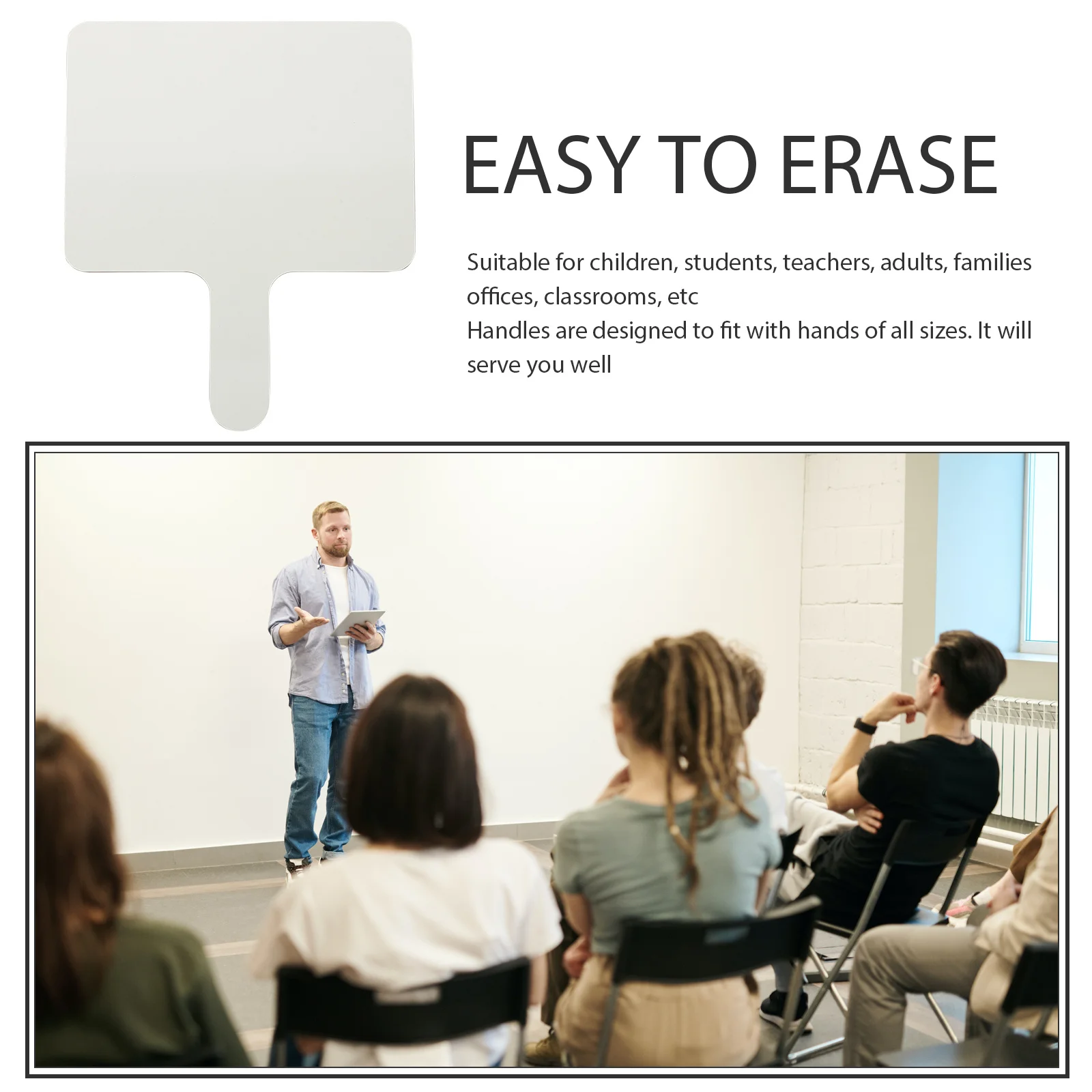 

Dry Erase Paddle Handheld White Board Double Sided Classroom Answer Paddle Game Prop for Students Voting Icebreaker Activity