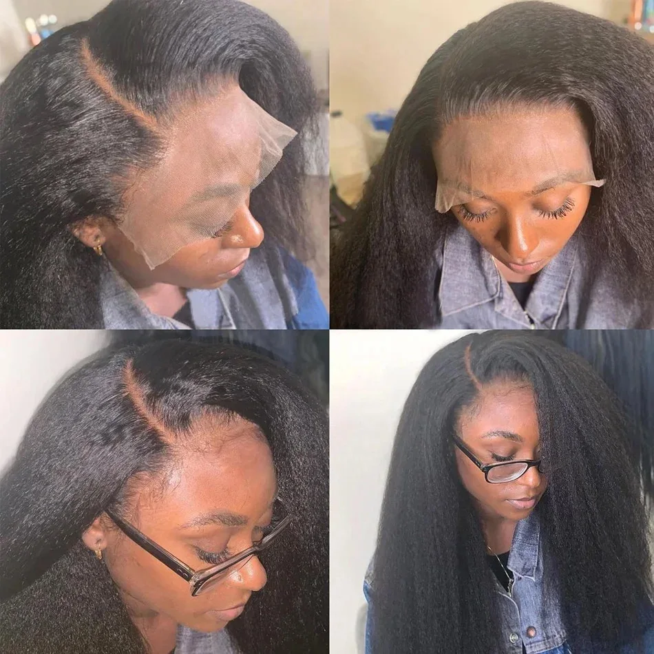 34 بوصة غريب مستقيم الدانتيل الجبهة باروكة من شعر طبيعي 13x4 الدانتيل الشفاف الجبهة الباروكات شعر الإنسان 200% الكثافة