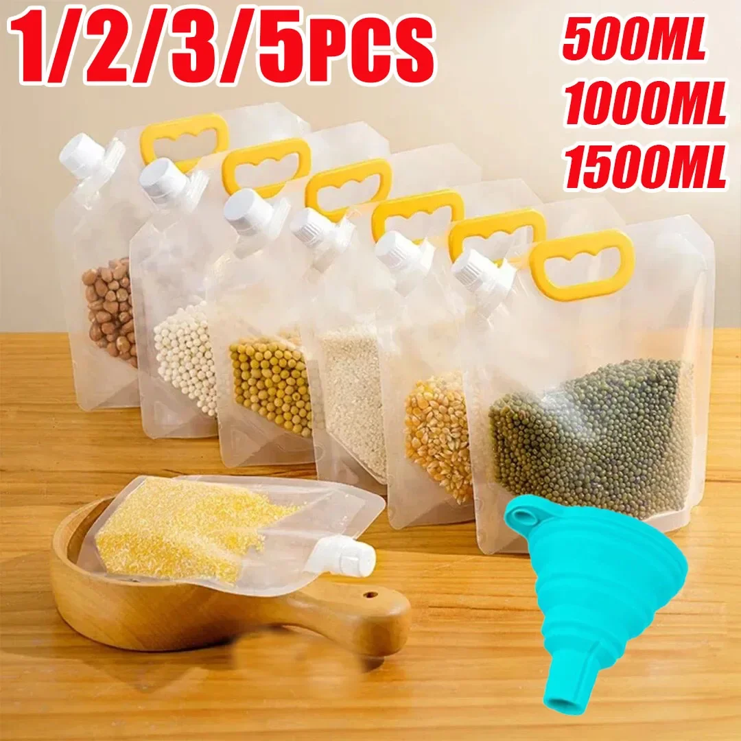 

1/3/5 Pcs Storage Grain Bag Grains Sealed Bag Moisture-Proof And Insect Proof Transparent Thickened Portable Food Grade Storage