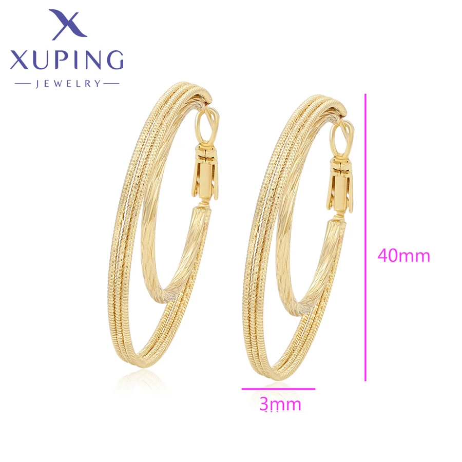 Xuping Jewelry New Arrival Fashion Серьги Simple Gold Color Huggies Earrings for Women Trendy Party Gift X001003301