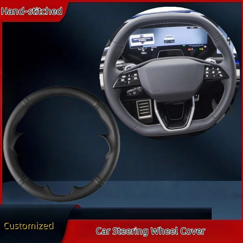 

DIY Hand-Stitched Custom High-quality Anti-slip Wear-resistant Breathable Genuine Leather Steering Wheel Cover For Audi SQ5 2025