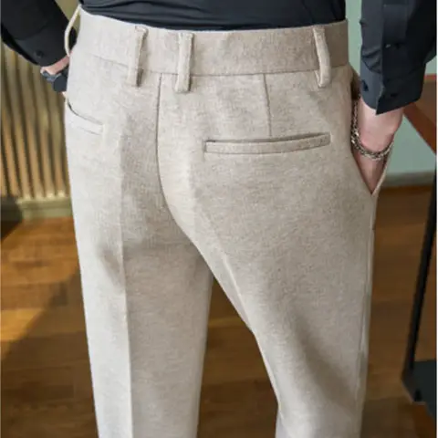 Herrkostymbyxor i ullplysch-tweed för höst/vinter, färg: beige, grå, storlek: 29-38. 10 best sales tweedbyxor - №4