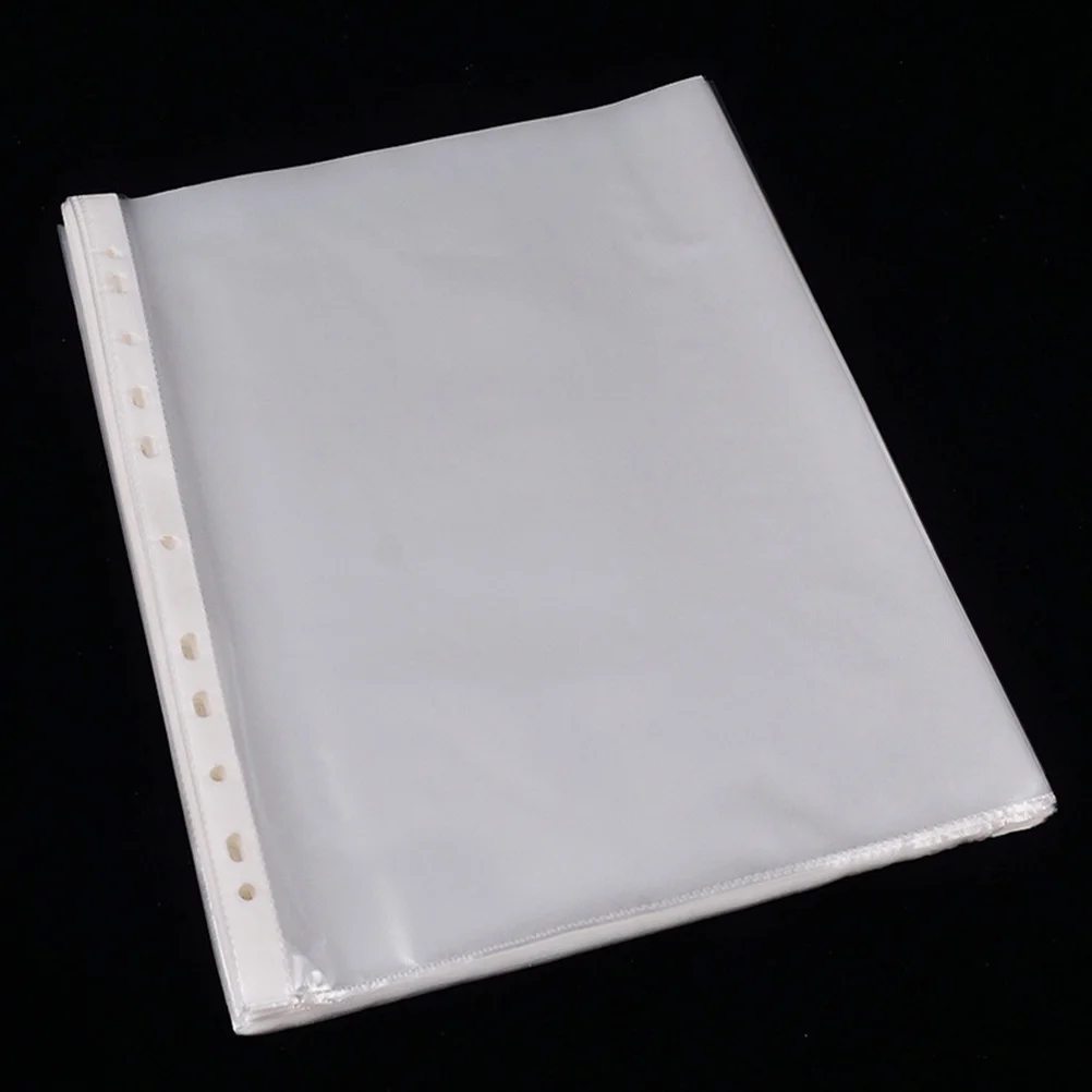 

100Pcs A4 Clear Sheet Protectors 11 Hole Non Static Transparent File Cover Lightweight Document Storage for Home