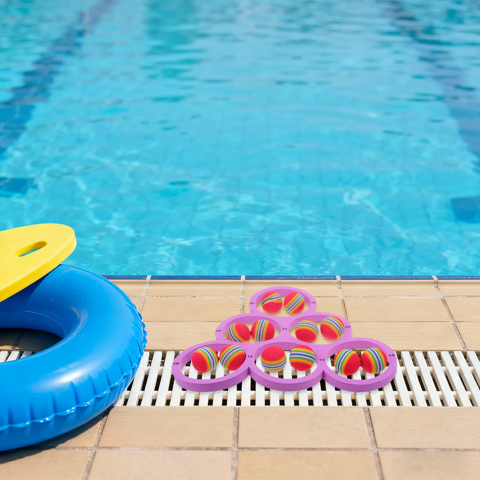مجموعة ألعاب رمي الحلقات العائمة للمسبح، مصنوعة من مادة EVA، تتضمن 12 كرة مع علامات تسجيل النقاط، ألعاب رمي الحلقات العائلية الخارجية للمراهقين