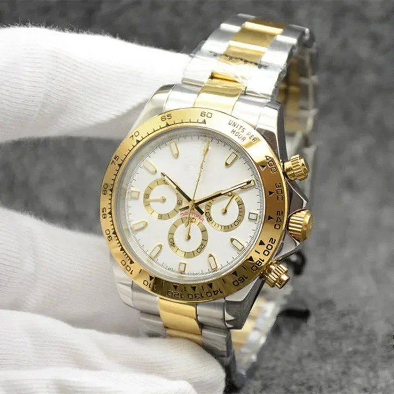 2024 Exquisite Gold Panda Daytona Series Fully Automatic Mechanical Movement Men\'s Luxury Watch Automatic Watch Men Screw Crown