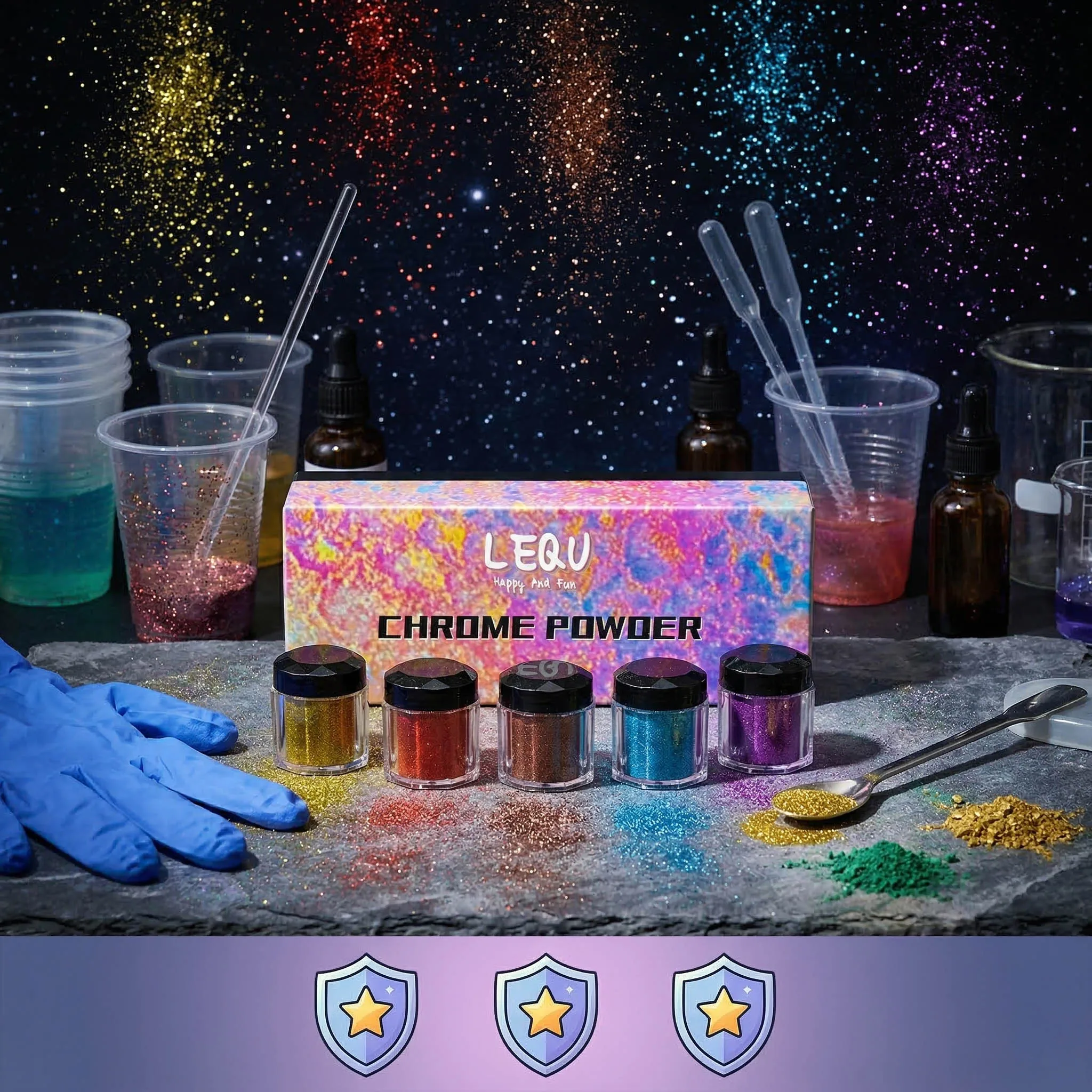 DIY 10-Color Magic Mirror Powder, Mirror-Effect Mica Powder, suitable for nail art, ring resin, slime, crafts, and mugs view 6