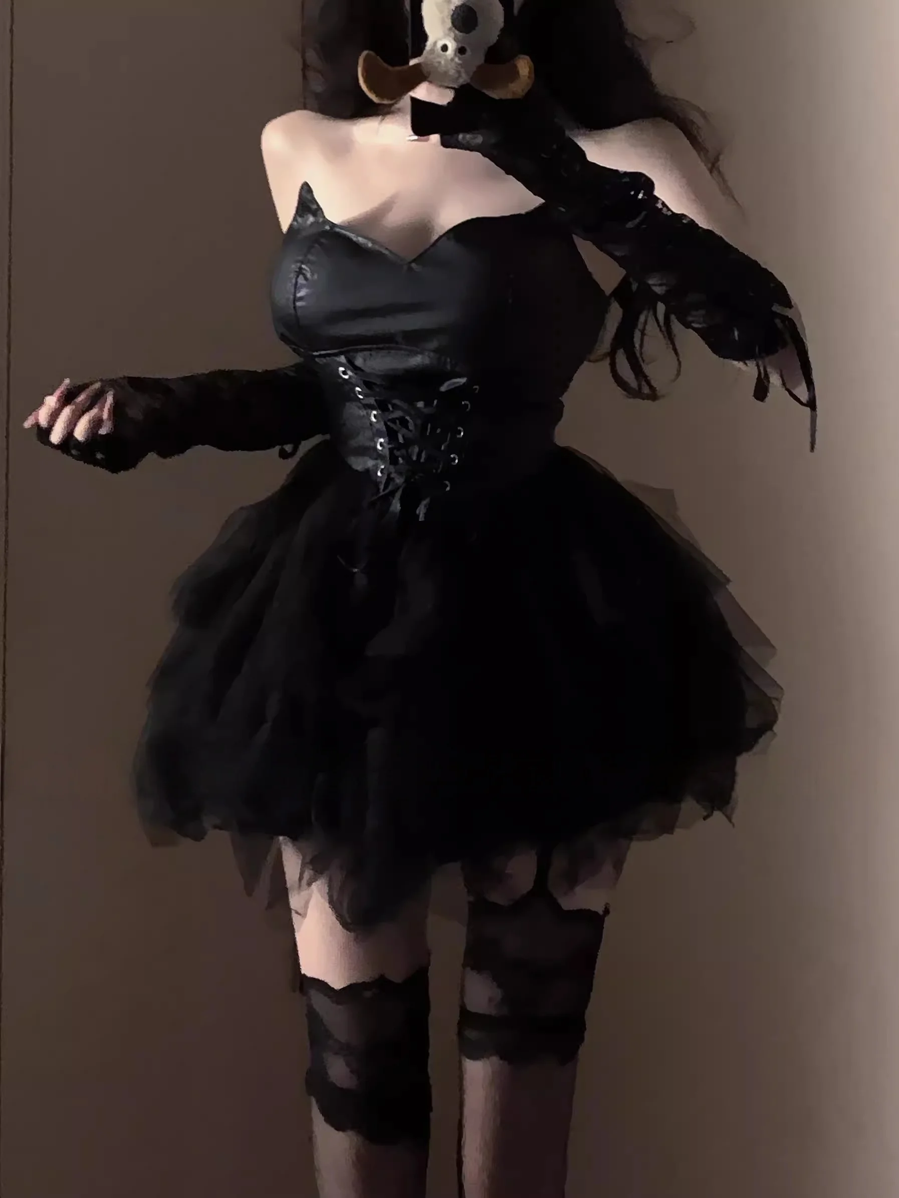 

loween Pure Desire Sexy Devil Cosplay Dr Tight Fitting Maid orm Skirt Tube Top Spicy Girl Dr Women's Faion