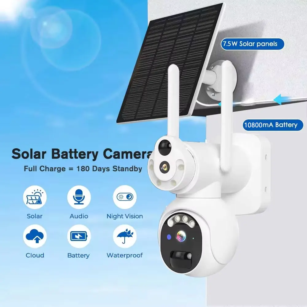 4G SIM Solar Security Cameras Wireless Outdoor 8MP 4K HD Video Surveillance Color Night Vision Human Auto Tracking Gift SIM Card
