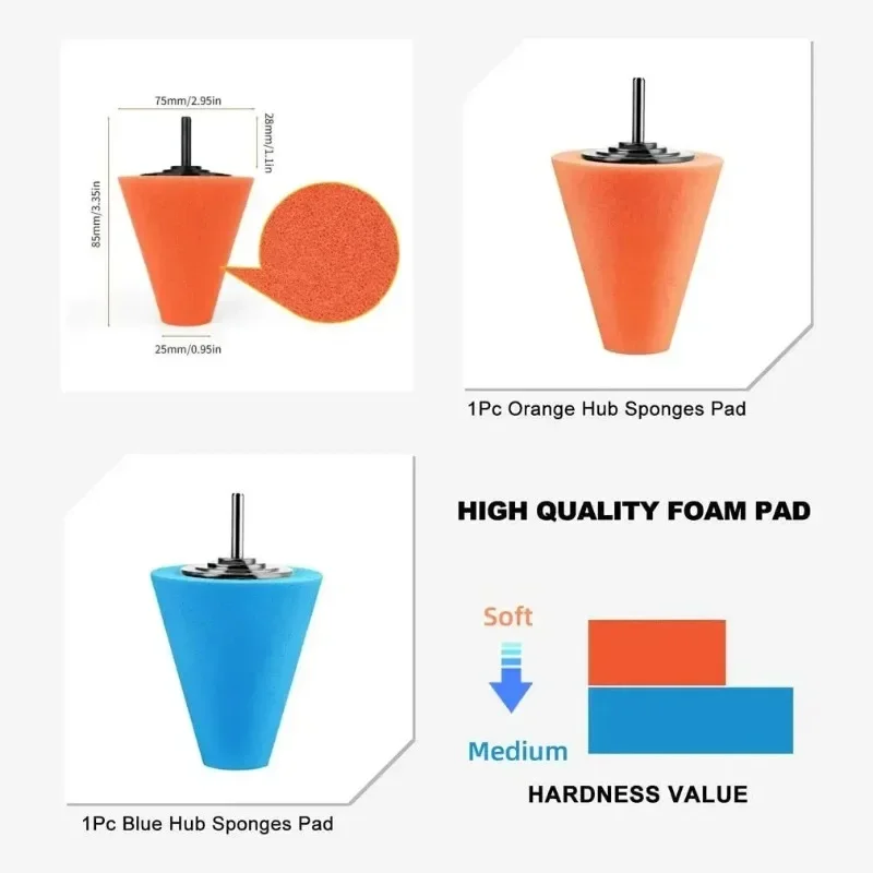 Premium Conical Sponge Wheel - Ultimate Metal Plastic Grinding Head Pro Car Hub Polishing Kit for Hard-to-Reach Net Dead Angle