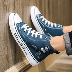 New Men High-top Canvas Shoes Breathable Casual Shoes Brand Men Lightweight Loafers Boat Shoes Outdoor Vulcanize Shoes Sneakers