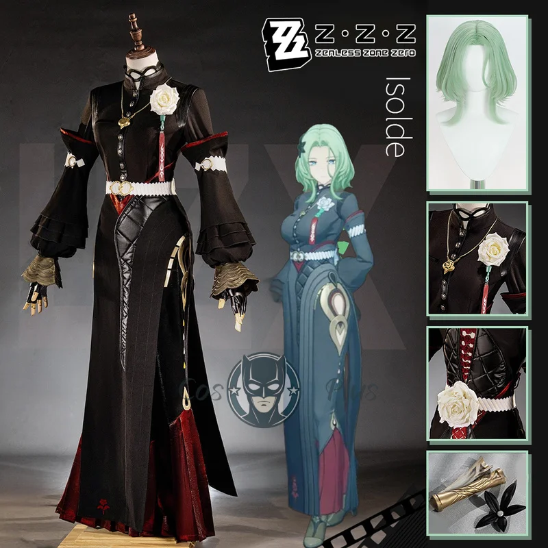 

Zenless Zone Zero Isolde Косплей Костюм Парик Наряд Перчатки Головные уборы Пояс Цветочный реквизит Аксессуары Вечеринка Фестиваль для женщин и девочек