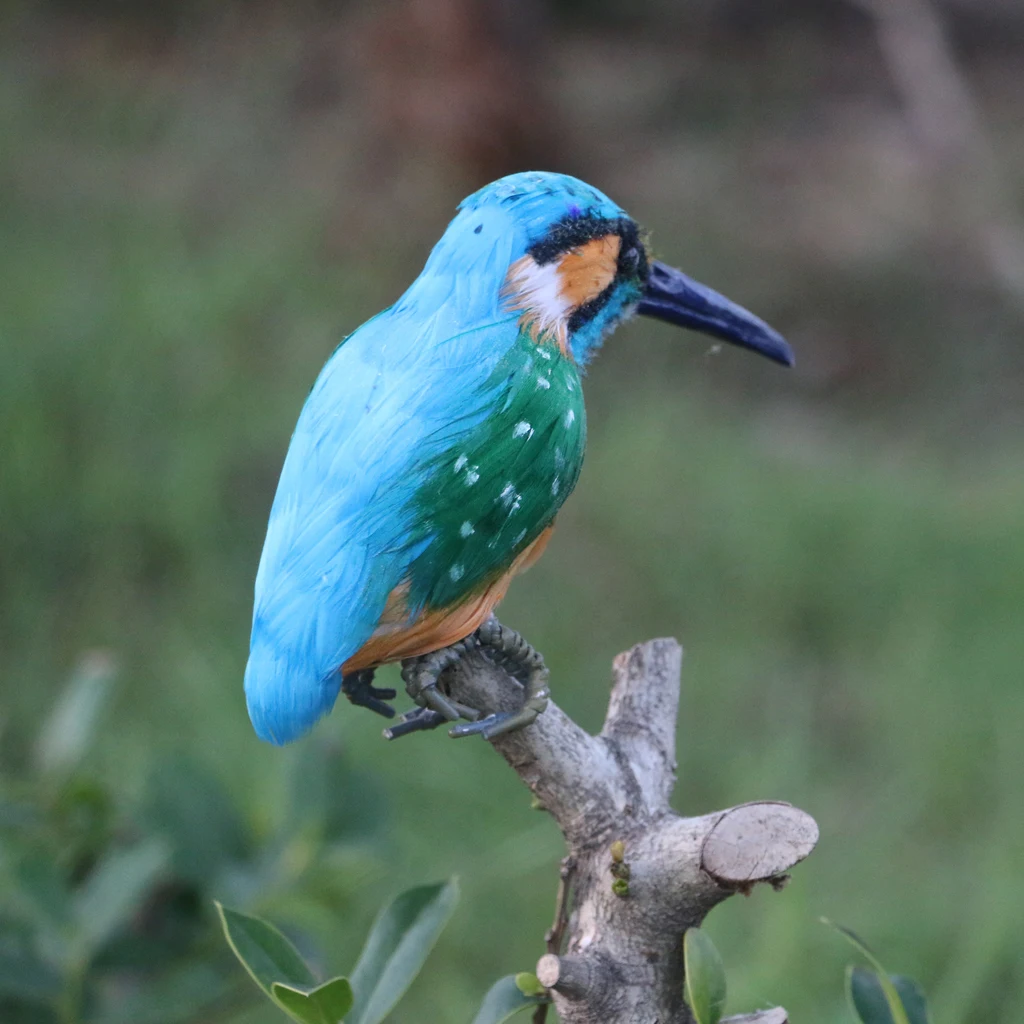 Plastic Kingfisher Birds Ornament Garden Statue Birds Sculpture Patio Yard Lawn Ornaments