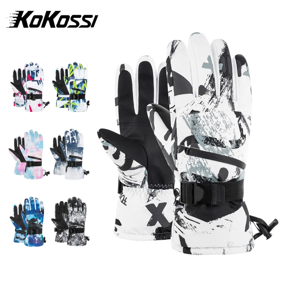 

KoKossi Winter Fleece Thermal Ski Snowboard Gloves Windproof Warm Snow Sports Riding Gloves Waterproof Touch Screen Gloves