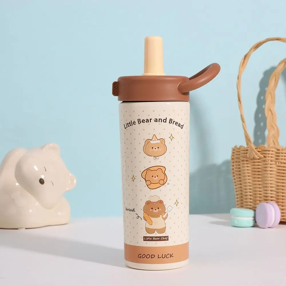 

Durable 650ml Water Cup Leak-proof Large Capacity Cartoon Insulated Cup with Carrying Handle 304 Stainless Steel Straw Cup