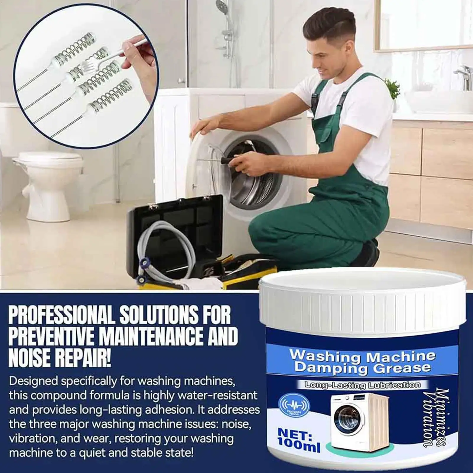100ml Long-lasting High-viscosity Lubricant Suspension Grease With Brush Suspension Rod Damping Grease For Dryer Maintenance