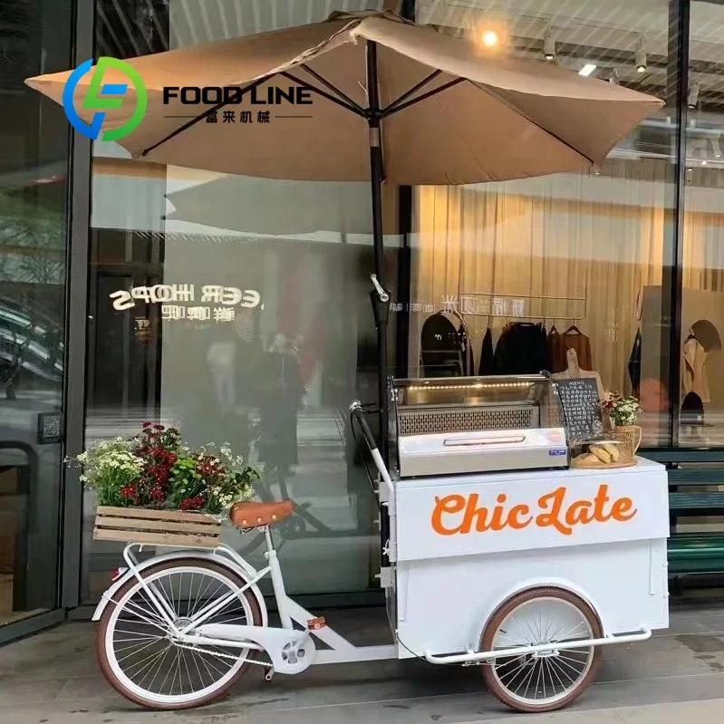 

Customize Ice Cream Roll Food Push Cart Bike Cart Coffee Bicycle With Freezer For Sale Hand Push Bike Food Carts