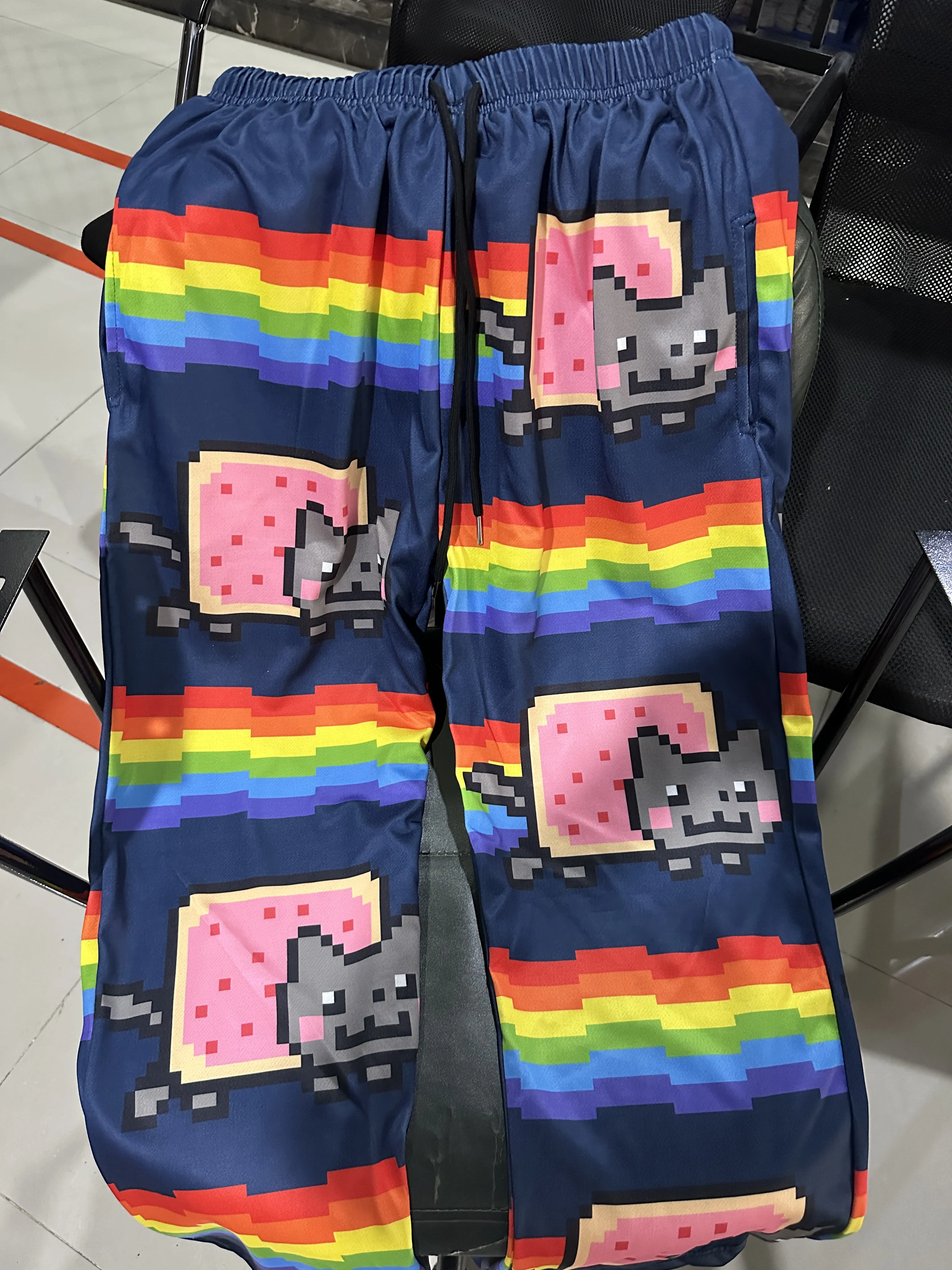 

Мужские спортивные брюки в стиле хип-хоп Y2K ретро 2026 года, повседневные джоггеры Nyan Cat, свободные брюки с эластичным поясом, американский уличный стиль