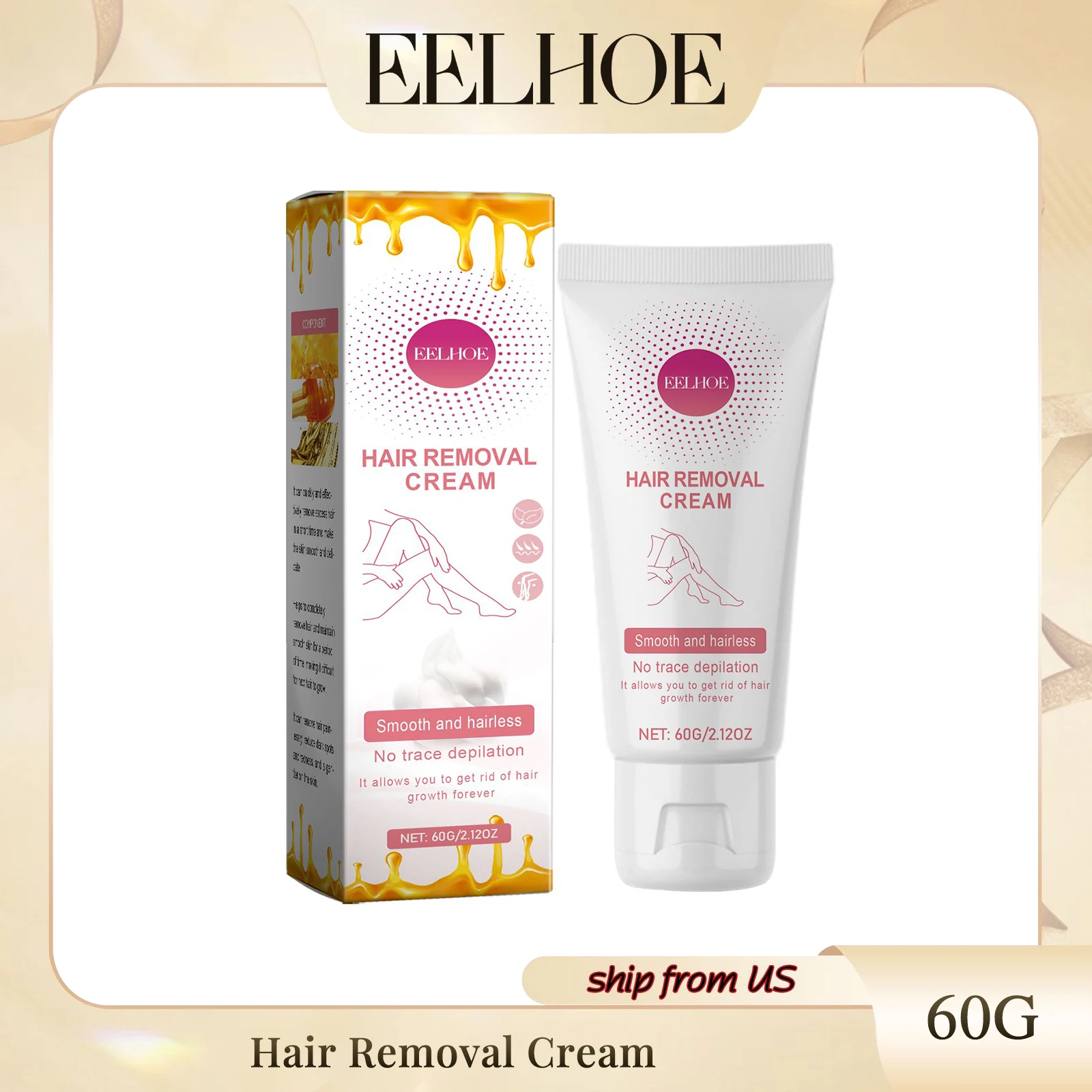 Eelhoe Hair Removal Cream Facial Lip Body Gentle Depilatory Smooth And Delicate Skin Cleansing Moisturizing Depilatory Cream