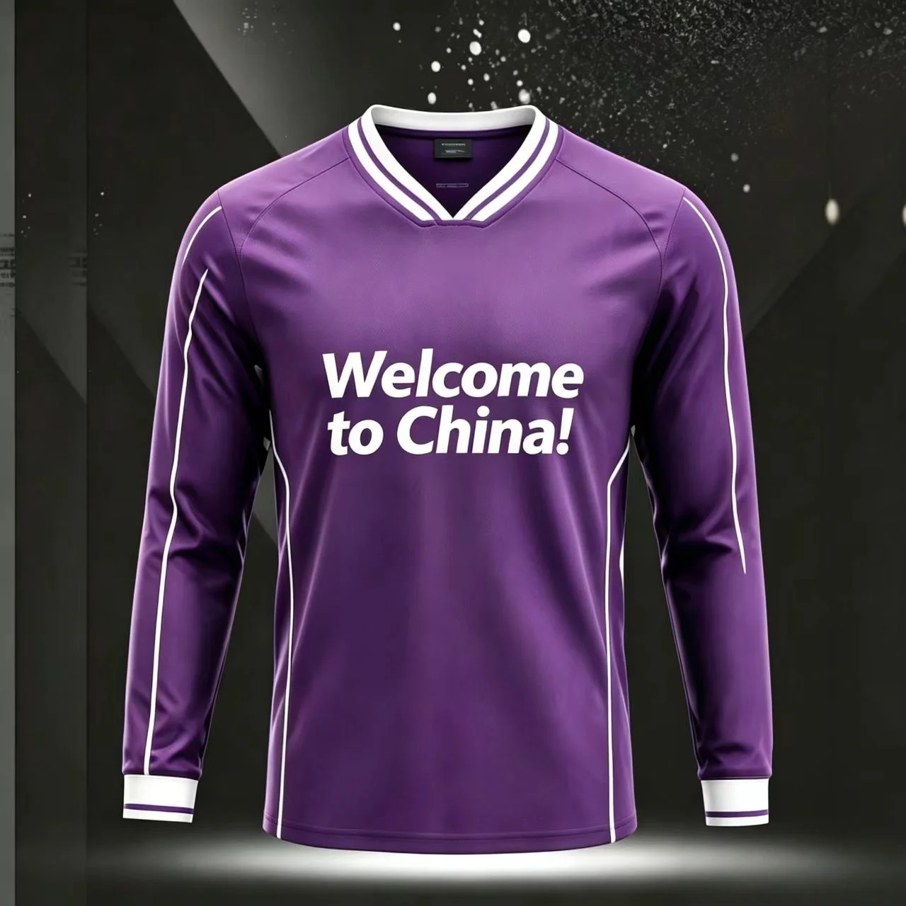 Men V Neck Long Sleeve Soccer Jersey Welcome Letter Print Quick Dry Mesh Sport Shirt Casual Outdoor Training Athletic Uniform Mu