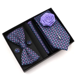 Men Tie Set 23 Color Formal Wedding Floral Necktie Silk Jacquard Woven Tie Handkerchief Cufflinks With Box For Men Business Sui