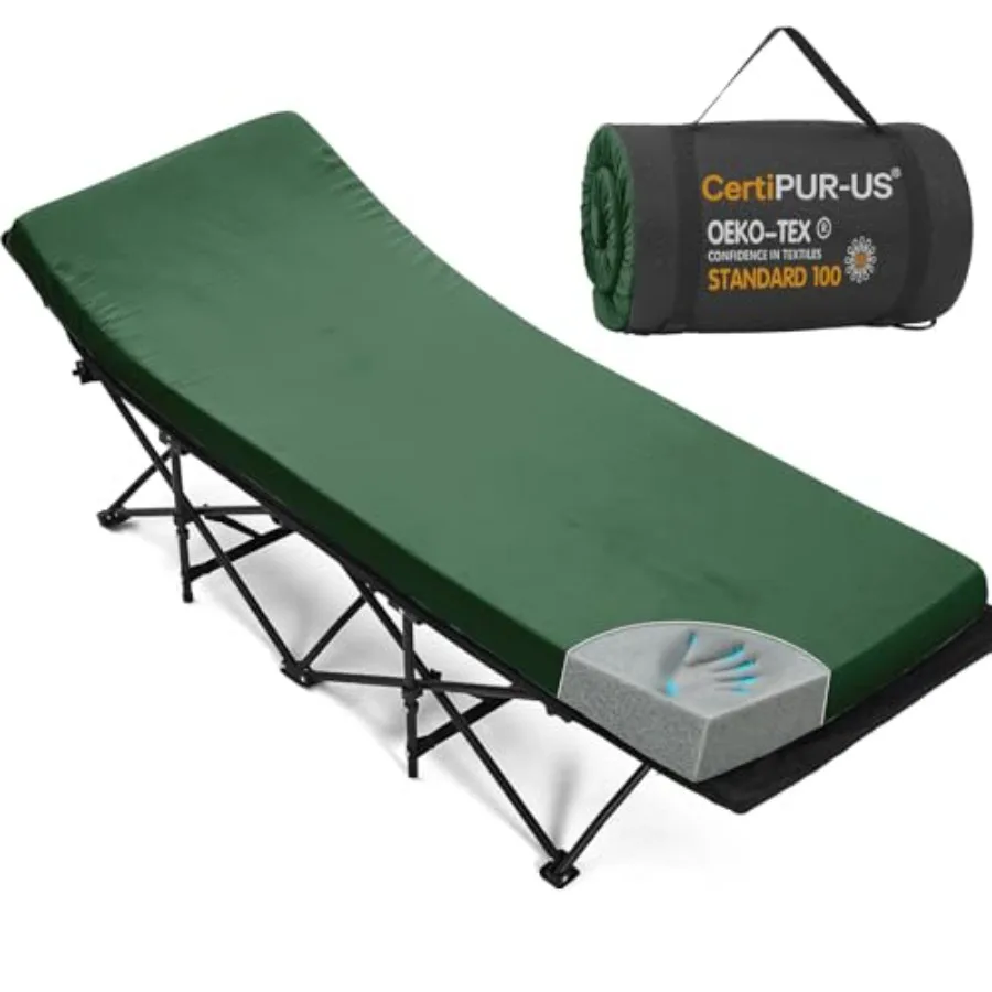 Camping Cot Mattress 2in Memory Foam Sleeping PadSoft Warm Non-Slip Camping Mattress Topper with Retaining for Adults Portable