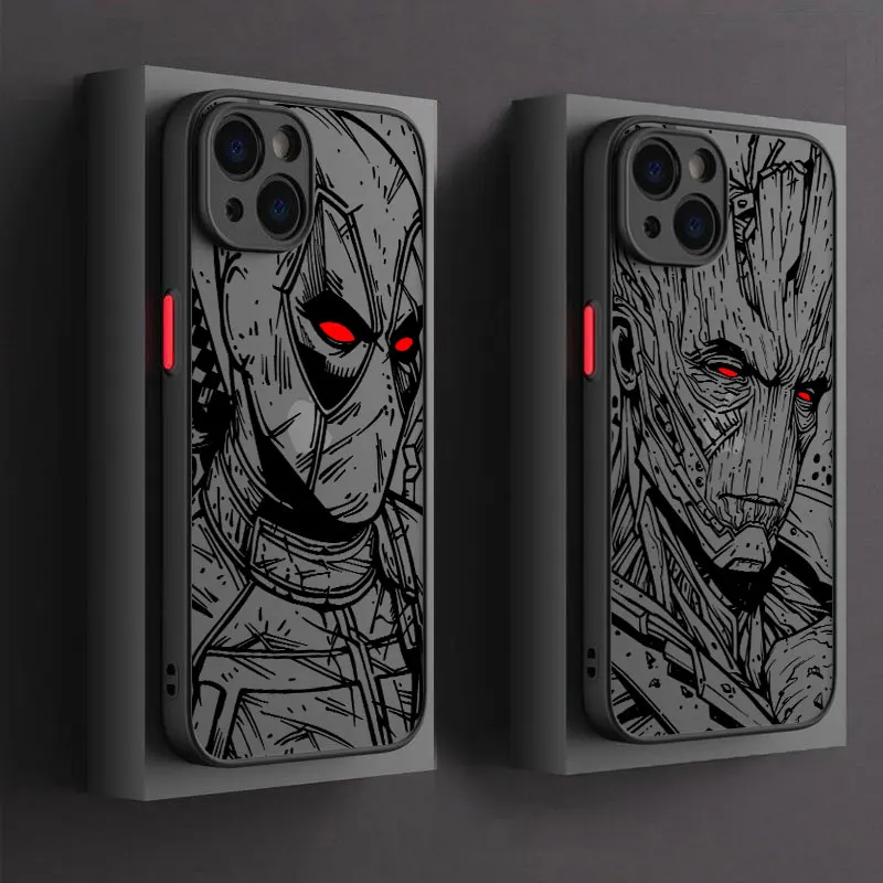Capa de Celular Marvel Venom Homem de Ferro Groot para iPhone 17 16 15 Pro Max, Capa para 14 13 12 11 Pro Max 16e 17e Air Mini XS X 7 8 Plus
