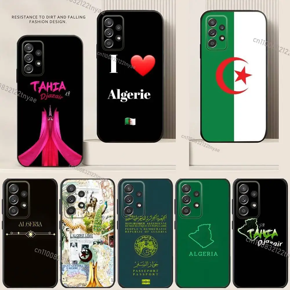 

Cool Algerian flag passport Phone Case For Samsung S24,21,22,23,30,Ultra,20,Plus,Note,10,9,Black soft silicone case