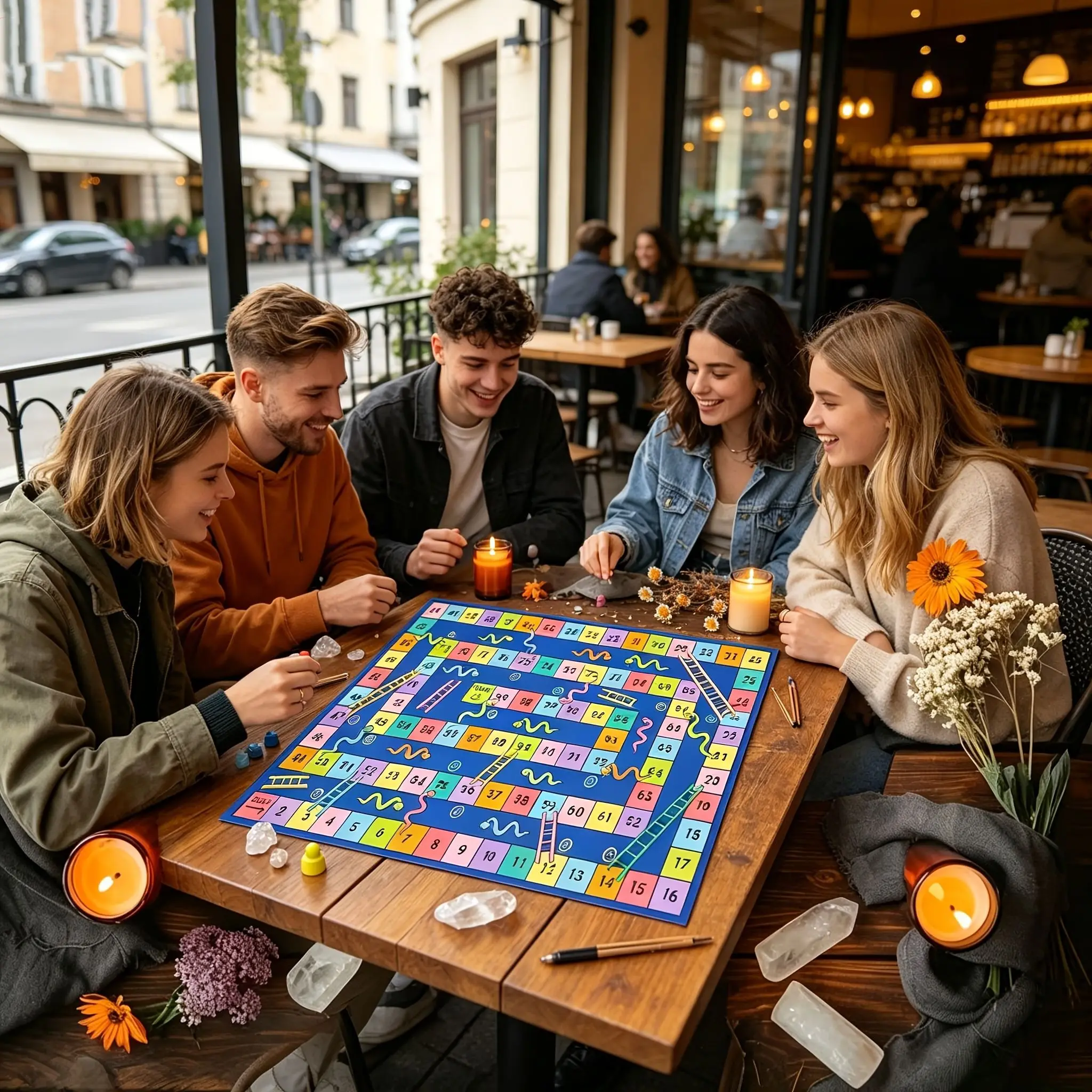 Board Game Cafe - Kleurrijk bordspel met slangen en ladders