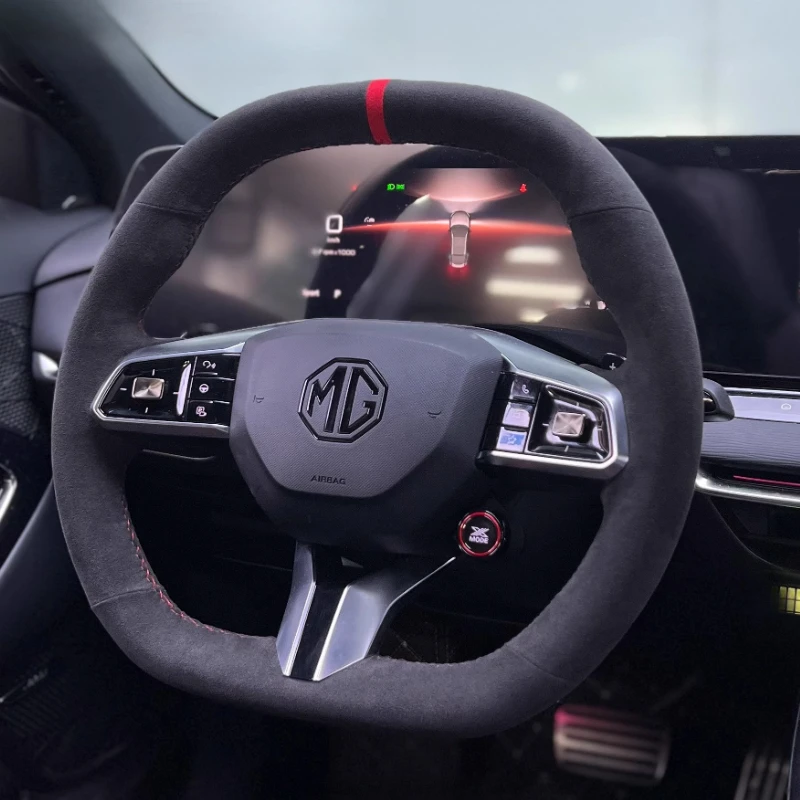 

Hand-stitched non-slip Genuine Leather suede Car Steering Wheel Cover For MG 7 2023-2025 Auto Parts