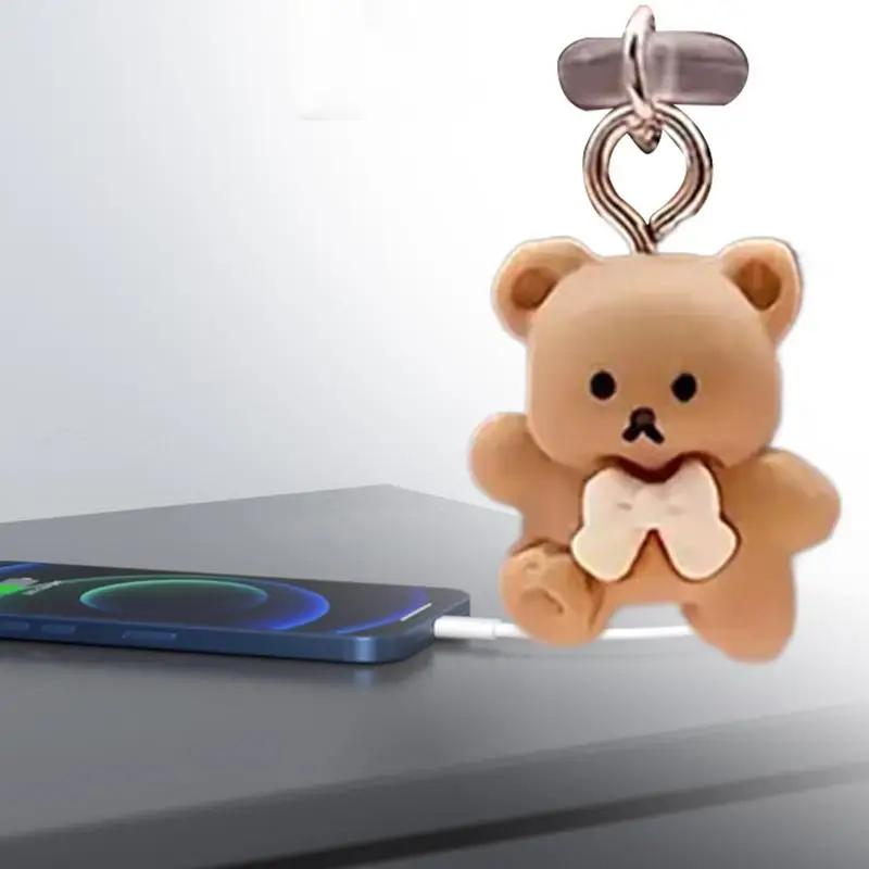 Cubierta de enchufe USB C, cubierta de enchufe tipo C de oso de dibujos animados, Protector de puerto de teléfono móvil, tapón antipolvo, colgantes de enchufes a prueba de polvo para