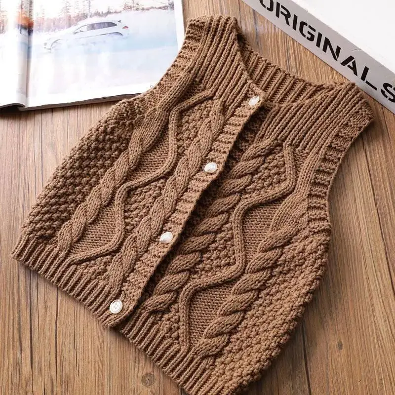 Girls' Solid Color Knitted Vest Spring and Autumn New Style Baby Sweater Children's Vest Shoulder Jacket Korean Version