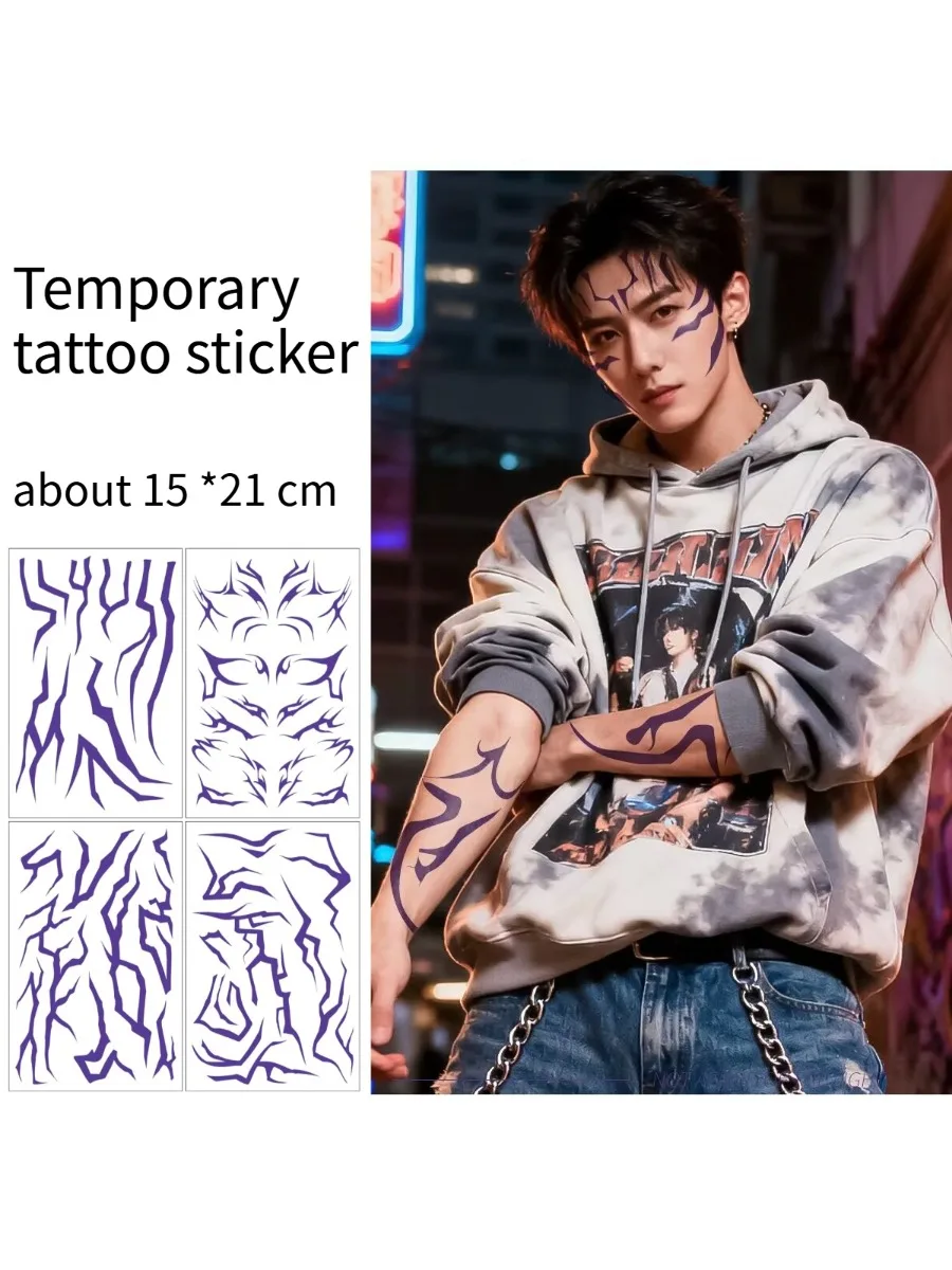 8 قطعة فستان بتصميم حالم رومي الوشم ملصق تأثيري للنساء الوشم المؤقت شيطان هنتر من KPop زي اكسسوارات تجهيزات حفلة الهالوين