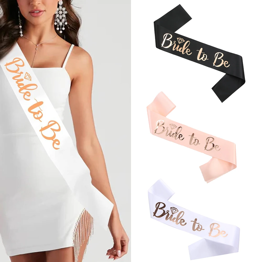 1pc Bride To Be Satin Sash Bachelorette Party Rose Gold Bridesmaid Team Sash Wedding Bridal Shower Hen Night Decoration Supplies