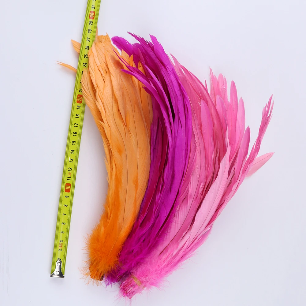 Wholesale 50Pcs/Lot Colored Rooster Tail Feathers for Crafts Carnival Party Decoration Plumes 25-40cm Handicraft Accessorie