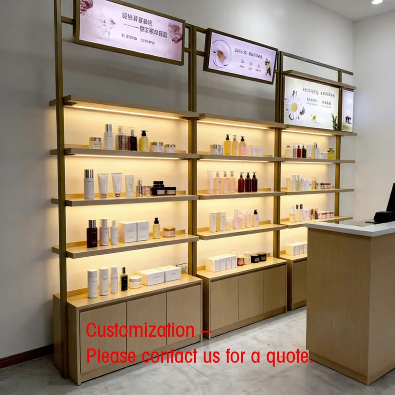 custom.Factory Price Customizable LED Gold Durable Multi-layer Luxury Modern Step Perfume Rack Fragrance Disp