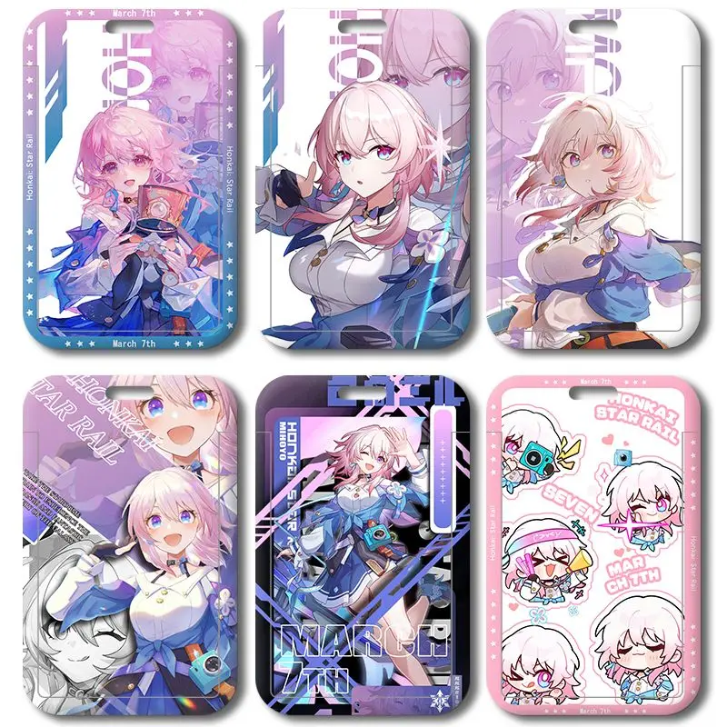 Game Anime Honkai: Star Rail March 7th Bus Subway Ferrule Card Protector Protective Case Meal Card Pendant Keychains Gift